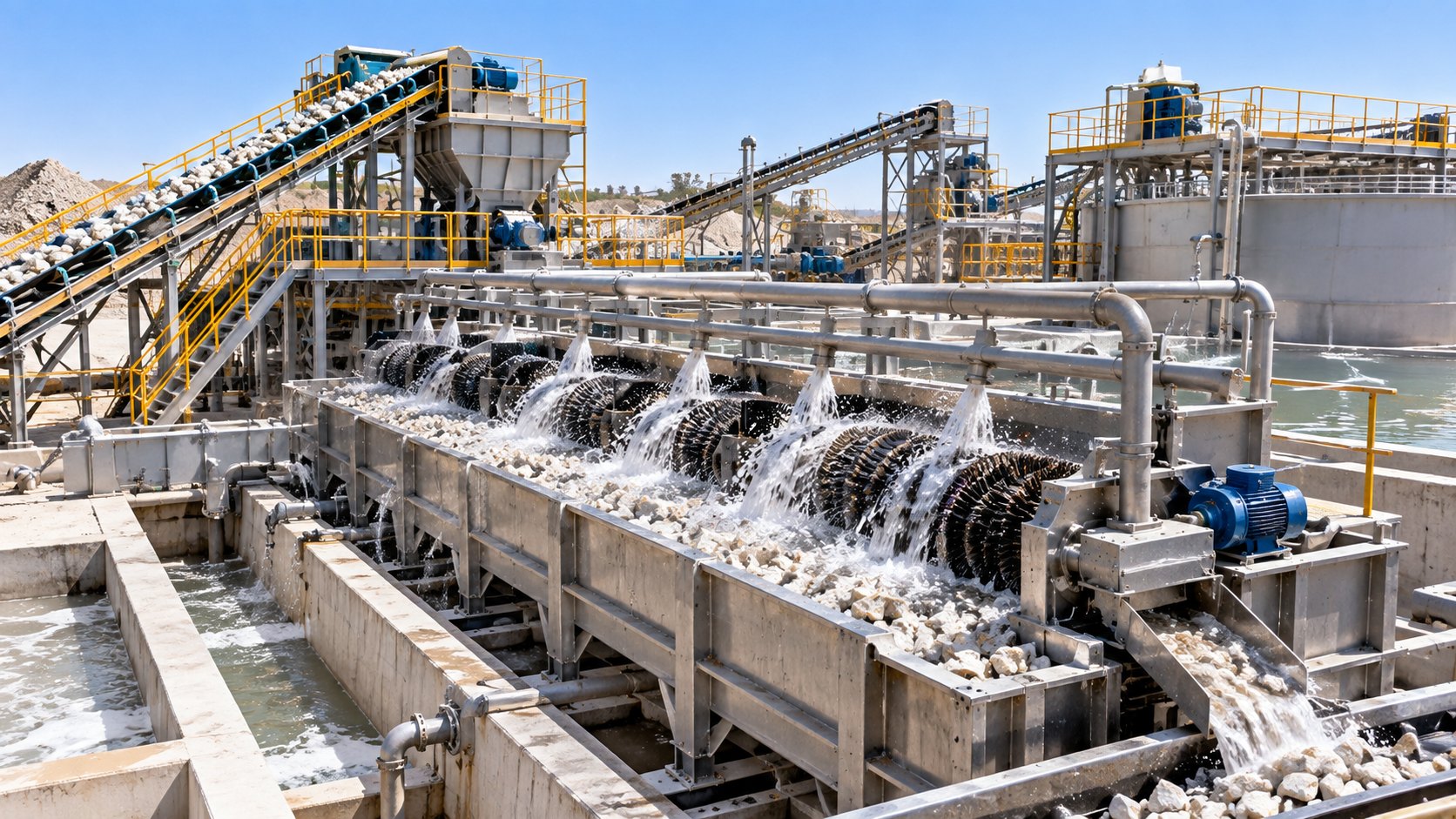 Washing and attrition scrubbing of silica sand