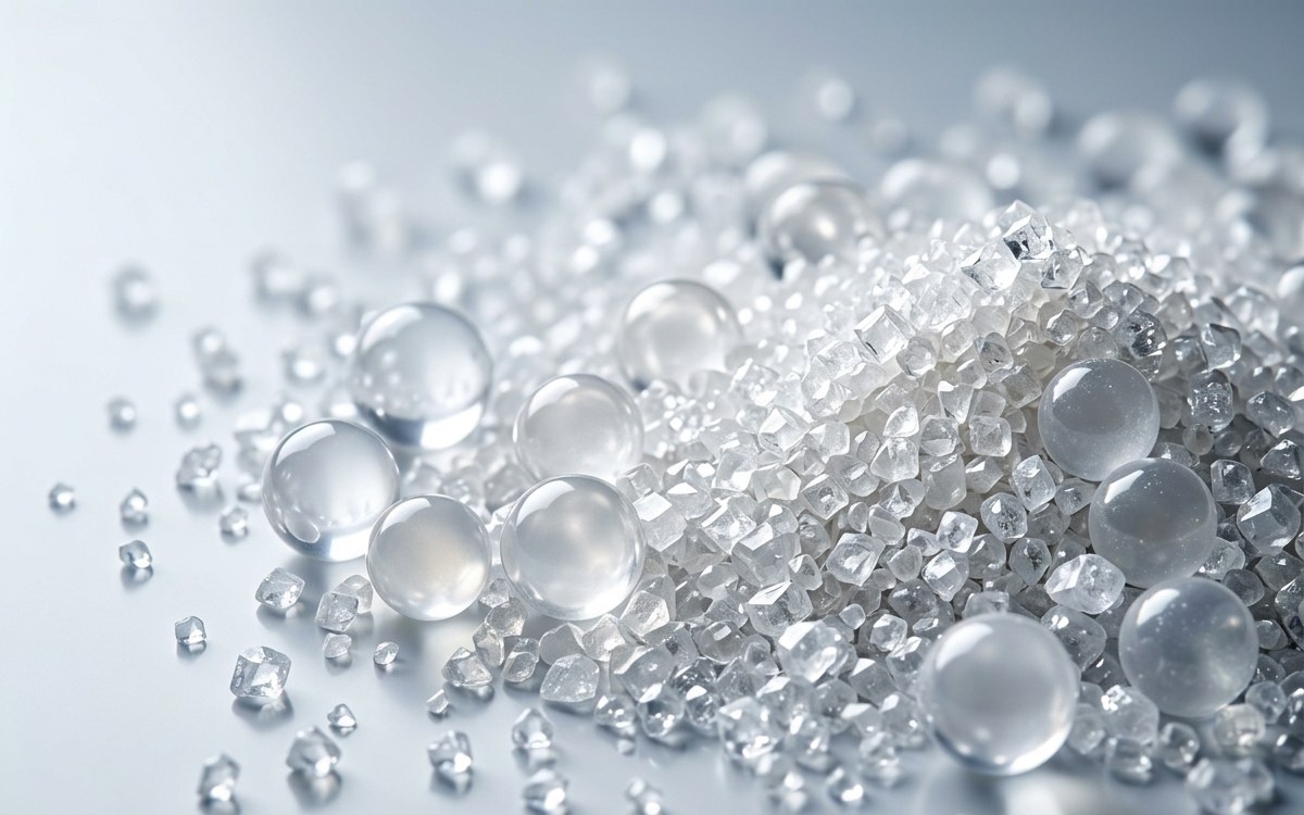 Close up of white silica granules